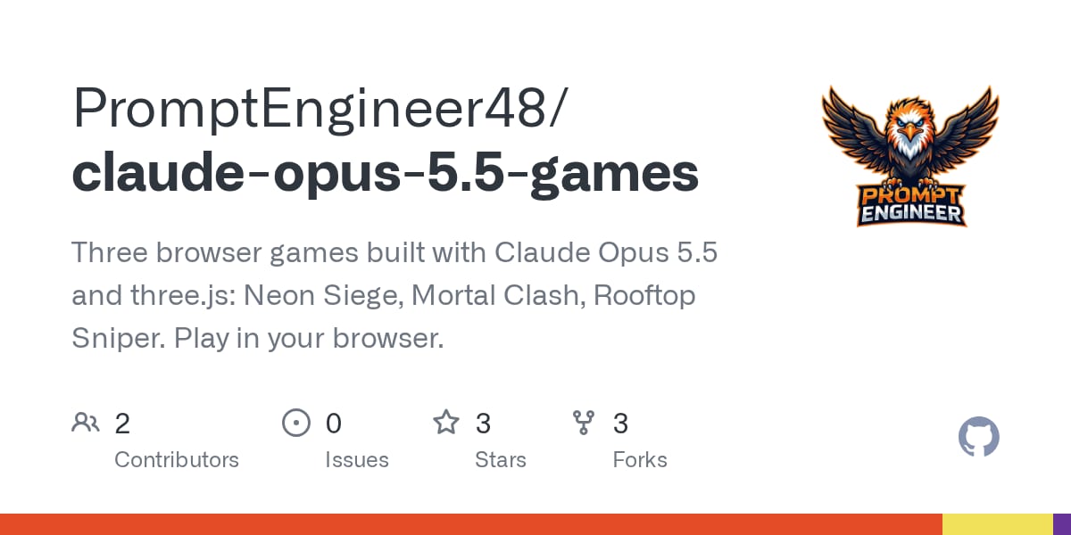 Preview of Claude Opus 5.5 Games: Neon Siege, Mortal Clash, Rooftop Sniper