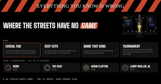 Where the Streets Have No Game のプレビュー